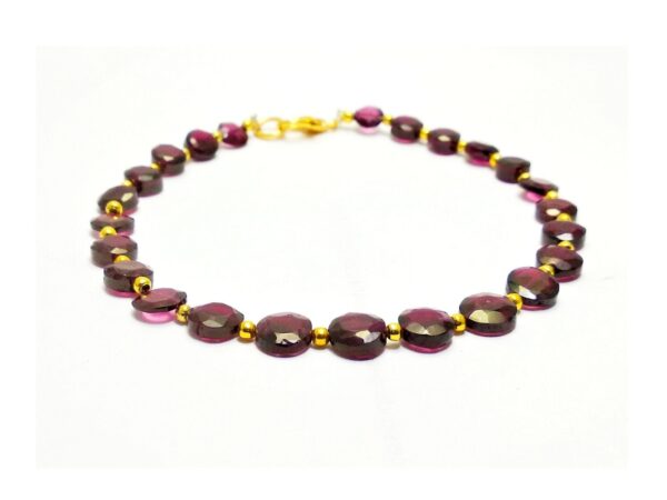 Garnet Flat Coin Shape Beads Bracelet 5.50-7 MM, Garnet Gemstone Faceted Beads Bracelet, Garnet Beaded Jewelry 7.5"
