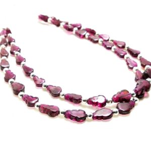 Garnet Pear Shape Beads, Garnet Carving Leaf Beads 4x6.5 - 4.5x7 MM, Garnet Gemstone Smooth Beads, Garnet Handmade Flat Beads 7" For Jewelry