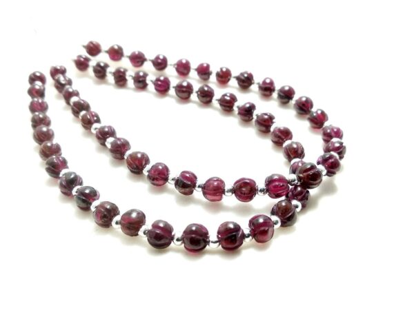 Garnet Round Beads, Top Quality Natural Garnet Carving Beads, Garnet Gemstone Shape Beads, Gemstone Handmade Carving Beads 5 MM 7"