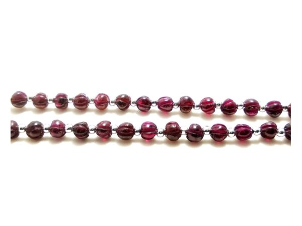 Garnet Round Beads, Top Quality Natural Garnet Carving Beads, Garnet Gemstone Shape Beads, Gemstone Handmade Carving Beads 5 MM 7" - Image 2