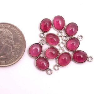 Ruby Cabochon Pendant Charm,Gems Bezel Pendant Charm,Handmade Ruby Precious Cabochon Bezel Pendant size 6x8 MM 10 Pc.
