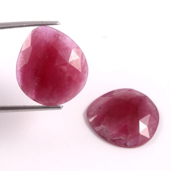 Top Quality Pink Sapphire Rose Cut, Sapphire Rose Cut Slice Calibrated size 15.5x14 MM, Ruby Sapphire Gemstone Slice, Ruby One pair - Image 2
