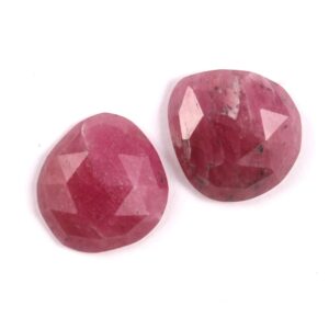 Ruby Rose cut Slice Loose Gemstone Calibrated size 10.5x9.5 MM | Handmade Ruby Precious loose Gemstone Rose cut Cabochon pack of 1 pair