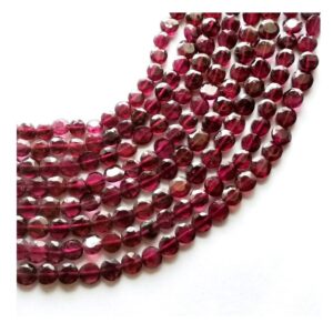 Top Quality Garnet Flat Faceted Coin Shape beads 5.0 mm_Handmade Natural Garnet shape beads_Strand length 13"
