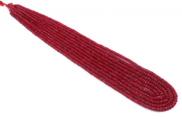 Ruby Dyed Faceted Roundel Beads size 3-4 mm strand length 18" | Handmade loose Beads Corundum Sapphire - Image 2