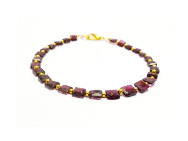 Garnet Flat Faceted Rectangle beads 3.50X5-5X6.50 MM Bracelet 7.5" | Natural Gemstone fancy beads - Image 2