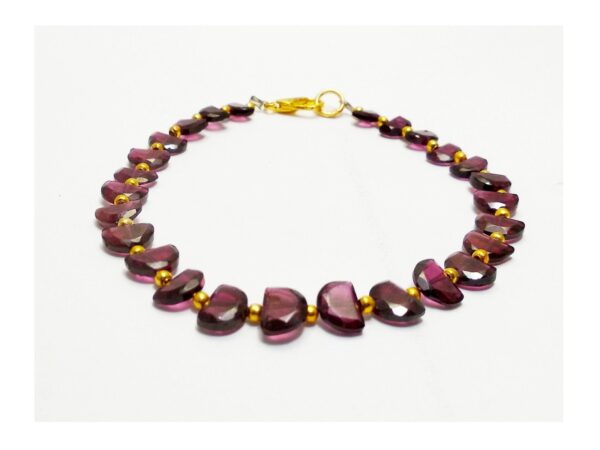 Garnet Fancy Shape Beads Bracelet 4.5x6.5-5.5x7.5 MM, Garnet Faceted Flat D Shape Beads Bracelet, Garnet Gemstone Jewelry 7.5"