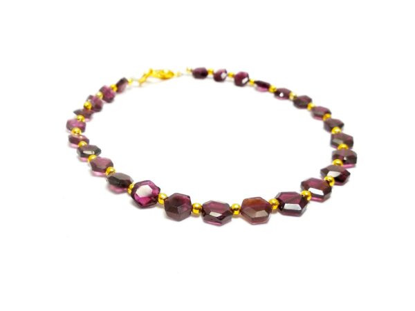 Garnet Flat Faceted Hexagonal beads 4.50-6.50 MM Bracelet 7.5" | Natural Gemstone fancy beads - Image 2