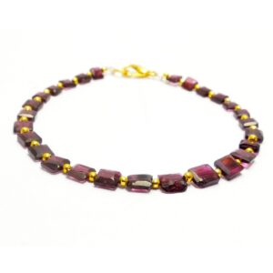 Garnet Square Shape Beads Bracelet 4.5-5.5 MM, Garnet Gemstone Faceted Beads Bracelet, Garnet Handmade Flat Beads Bracelet 7.5"