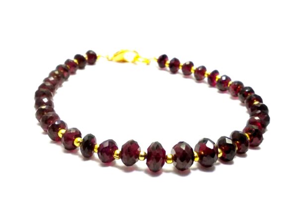 AAA Top Quality 5-7 MM Garnet Faceted Beads Bracelet 7.5" | Natural Handmade Garnet Loose Semi-Precious Roundel Gemstone Beads - Image 2