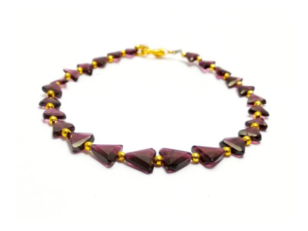Garnet Flat Faceted Trillion beads 6-8 MM Bracelet 7.5" | Natural Hand Made Gemstone fancy Shape beads Wire Wrapped Jewelry for Women's&Girl