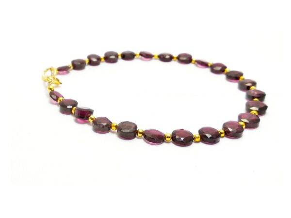 Garnet Flat Coin Shape Beads Bracelet 5.50-7 MM, Garnet Gemstone Faceted Beads Bracelet, Garnet Beaded Jewelry 7.5" - Image 2