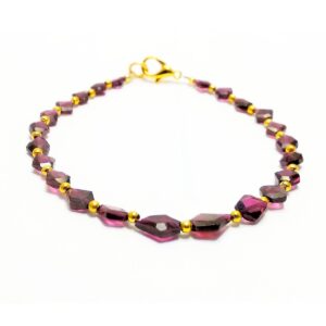 Garnet Flat Fancy Shape Beads Bracelet 6.5x7-7.5x8.5 MM, Garnet Gemstone Loose Beads Bracelet, Garnet Polygon Shape Beaded Jewelry 7.5"