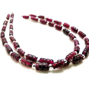 Garnet Carving Tube Beads 3x6.5-4.5x9 MM, Garnet Gemstone Shape Beads, Garnet Pipe Shape Beads, Garnet Handmade January Birth Beads 7"