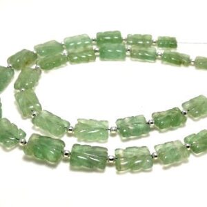 Top Quality Green Aventurine Carving Rectangle shape Beads size approx 7.5x10 - 8x11 MM strand length 7" | Handmade loose Natural Gemstone