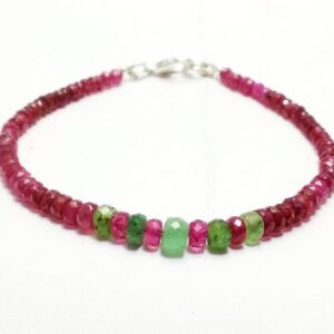 AAA Top Quality Ruby Fine Bracelet | Precious Gemstone Beads | Fashionable Beaded Bracelet 7.50" Length With 92.5% Silver Lobster craw
