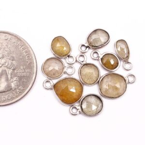 Yellow Sapphire Rose Cuts Pendant, Yellow Sapphire Gemstone Jewelry 925 Silver 5x6-8x10 MM, Yellow Sapphire Rose Cuts Jewelry Making 10 PC