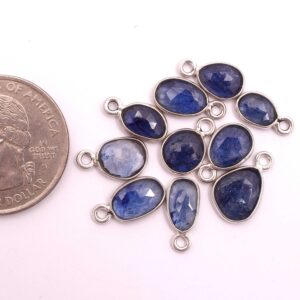 Blue Sapphire Rose Cuts Pendant, Sapphire Rose Cuts Bezel 925 Silver 5x7-8x9 MM, Sapphire Gemstone Handmade jewelry Making 10 Piece