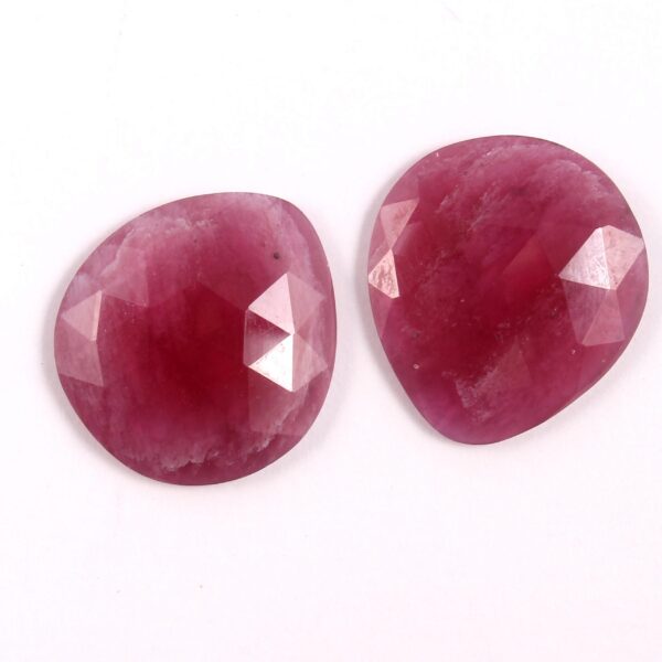 Top Quality Pink Sapphire Rose Cut, Sapphire Rose Cut Slice Calibrated size 15.5x14 MM, Ruby Sapphire Gemstone Slice, Ruby One pair