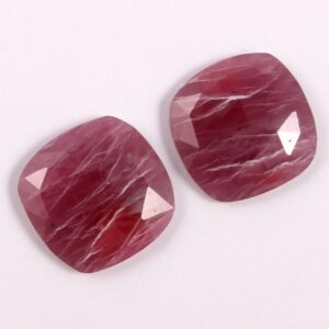 Pink sapphire Faceted Rose cut Gemstone size 14x14 MM (2 piece) | Handmade loose Gemstone