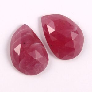 Ruby Rose Cuts 14.5x10 MM, Ruby Gemstone Rose Cut, Ruby Faceted Slice Rose Cut, Ruby Rose Cut Slice For Earrings And Amazing Jewelry 1 Pair
