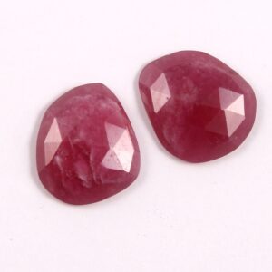 High Quality Ruby Rose cut Loose Gemstone size 11x10 MM | Natural Ruby Precious Rose Cut Slice Cabochon pack of 1 Pair