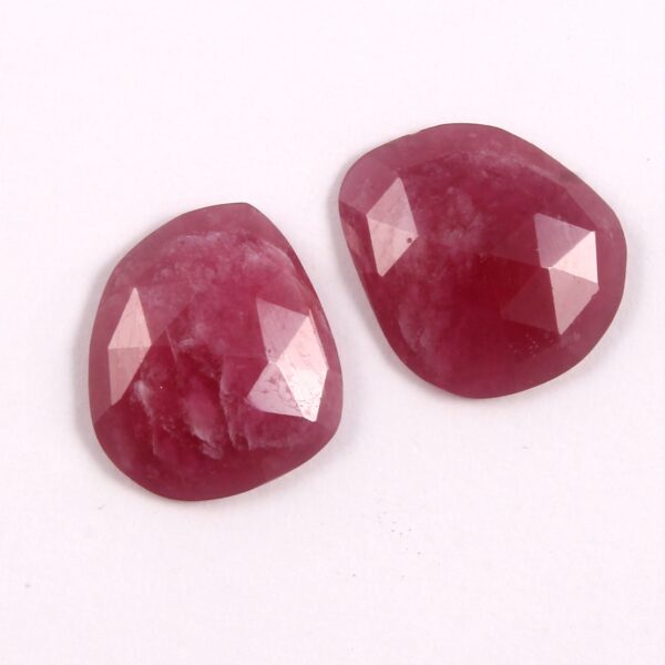 High Quality Ruby Rose cut Loose Gemstone size 11x10 MM | Natural Ruby Precious Rose Cut Slice Cabochon pack of 1 Pair