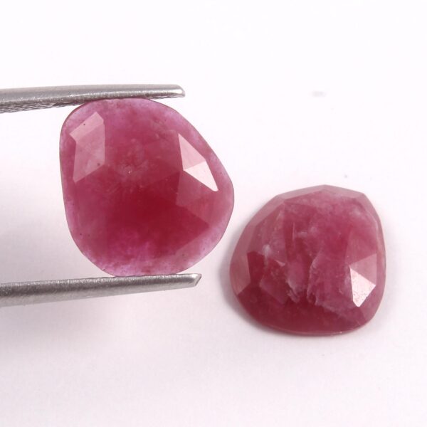 High Quality Ruby Rose cut Loose Gemstone size 11x10 MM | Natural Ruby Precious Rose Cut Slice Cabochon pack of 1 Pair - Image 2