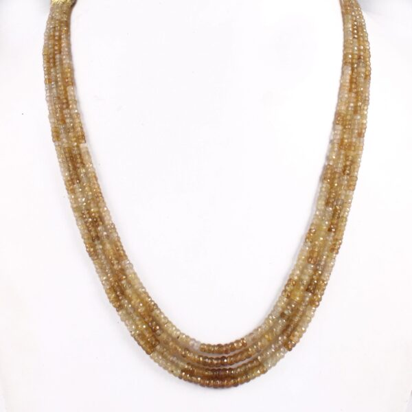 Top Quality Yellow Sapphire Necklace, Natural Yellow Sapphire Round Shape Beads Necklace, Gemstone Beaded Jewelry 3.5-4.5 MM 16" - Image 2