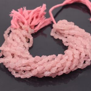 Natural Rose Quartz Carving Leaf Beads, Gemstone Handmade Carving Beads, Rose Quartz Loose Beads, Gemstone Jewelry Making 8x10-8x12 MM 13"