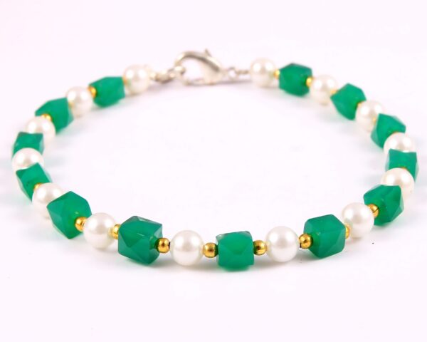 Gemstone Beads Bracelet-Natural Green Onyx Beads Bracelet-Loose Gemstone Beads Bracelet 7.5" - Image 2