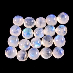 Rainbow Moonstone Round Cabochon, Blue Flash Rainbow Moonstone Cabochon, Moonstone Handmade Cabochon 4.5 MM 20 Pc