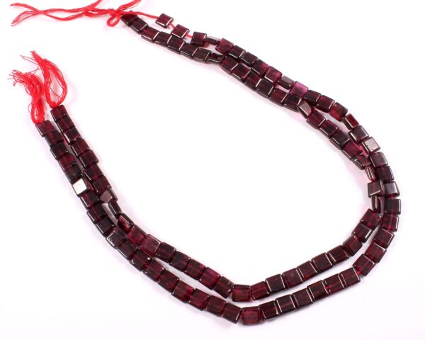 7 MM Square Shape Top Quality Natural Garnet Beads, Loose Gemstone Garnet Shape Beads, Natural Red Garnet Square Beads 13" - Image 2