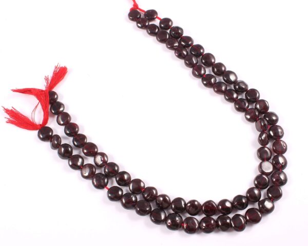 Garnet Coin Shape Beads 8.50-9.50 MM, Garnet Gemstone Beads, Garnet Puffy Beads, Garnet Handmade Loose Beads 13" - Image 2