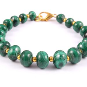 Natural Malachite bracelet, Malachite Spheres Shape Beads Bracelet, Gemstone Handmade Bracelet, Malachite Gemstone Jewelry 7-10 MM 7.5"