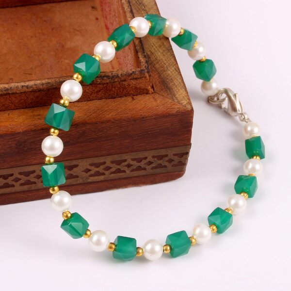 Gemstone Beads Bracelet-Natural Green Onyx Beads Bracelet-Loose Gemstone Beads Bracelet 7.5"