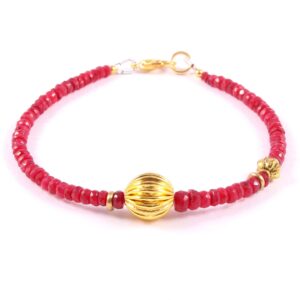Ruby Beads Bracelet, Couradam Ruby Beads Bracelet, Ruby Beads Bracelet 3-4 MM 7.5"