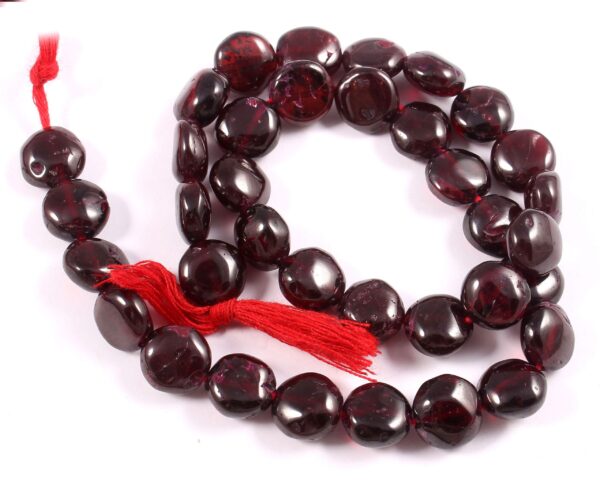 Garnet Coin Shape Beads 8.50-9.50 MM, Garnet Gemstone Beads, Garnet Puffy Beads, Garnet Handmade Loose Beads 13"