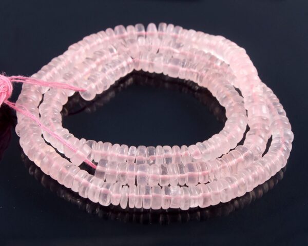 Natural Rose Quartz Beads, AAA Grade Rose Quartz Roundel Heishi Beads, Rose Quartz Wheel Shape Beads, Gemstone Heishi Beads 5-5.5 MM 16"