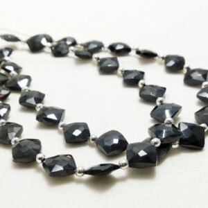 Black Spinel Beads, Natural Black Spinel Square Beads, Black Spinel Gemstone Kite Shape Beads, Gemstone Faceted Beads 6-7 MM 7" 5 Strand
