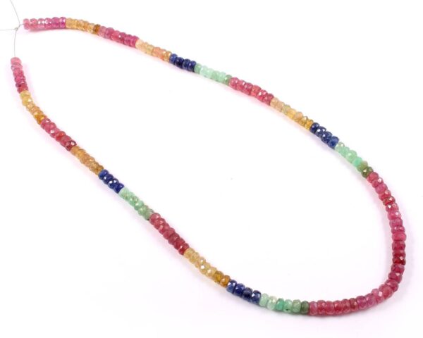 925 silver Multi Sapphire Emerald Ruby Beads Necklace Rainbow Sapphire Beads Necklace Multi sapphire Beads Necklace 5-5.50 MM 18"