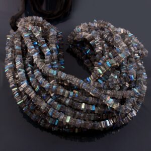 Labradorite Heishi Beads, Natural labradorite Square Shape Heishi Beads, Top Quality Labradorite Gemstone Shape Heishi Beads 6-8 MM 16"