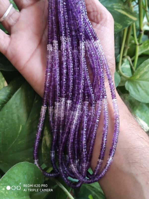Amethyst Heishi Beads, AAA Grade Amethyst Round Shape Heishi Beads, Amethyst Gemstone Shape Heishi Beads 4-4.5 MM 8" - Image 2