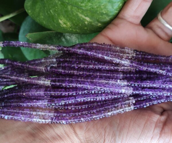Amethyst Heishi Beads, AAA Grade Amethyst Round Shape Heishi Beads, Amethyst Gemstone Shape Heishi Beads 4-4.5 MM 8" - Image 3