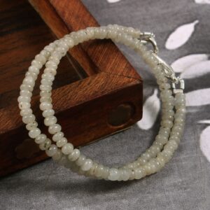 White Sapphire Beads Anklet, 925 Silver Natural Sapphire Gemstone Jewelry 3mm Beaded Anklet 9 Inch, Handmade Gemstone Anklet, White Sapphire