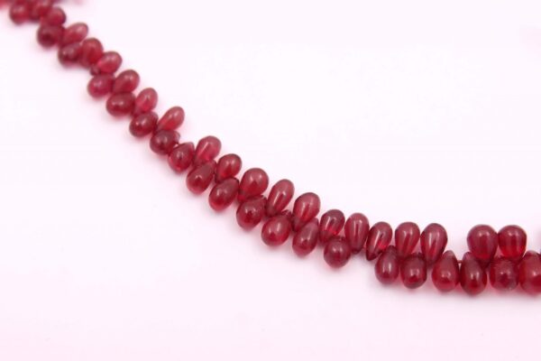 Ruby Drop Beads, Ruby Gemstone Shape Beads, Natural Ruby Beads 2.5x3.5-5x7 MM, Red Ruby Handmade Loose Teardrop Beads  10"