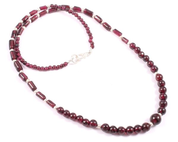 Handcrafted Garnet Necklace | Tube, Sphere & Pipe Beads 3-6mm | 925 Sterling Silver Clasp | Unique Gift Idea | Handcrafted Fine Jewelry 18"