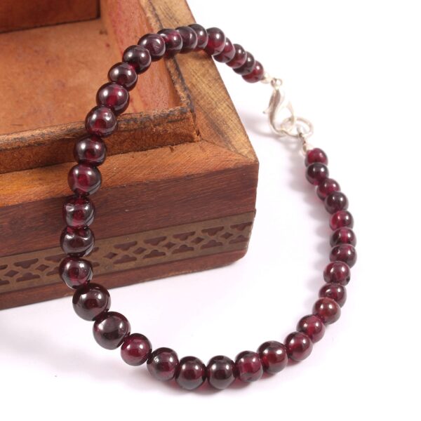 Garnet Sphere Bracelet | Round Gemstone Beads 5-6.5mm | Handmade Garnet Jewelry | Stone Beaded Jewelry For Gift, Boho Beads Bracelets 7.5"