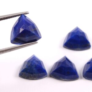 Natural Lapis Lazuli Cabochon, Rose Cut, Lapis Trillion Shape Step Cut, Lapis Gemstone Shape Cabochons 9 MM 5 Pc