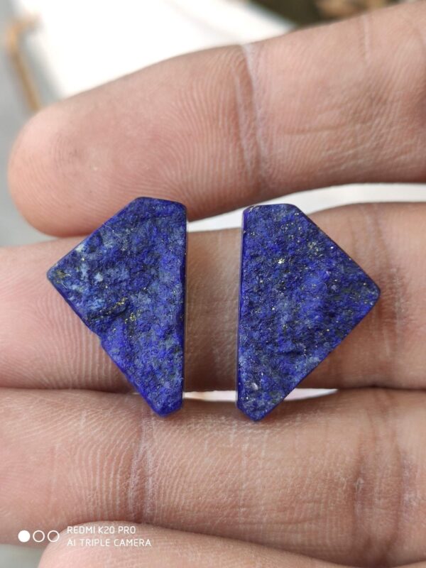 Lapis Lazuli Druzy Cabochon, Lapis Trillion Shape Druzy Cabochon, Lapis Gemstone Shape Druzy Cabochons 14x21 MM A Pair